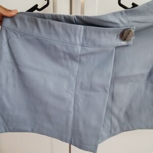 Light Blue Mini Skirt with Button Detail